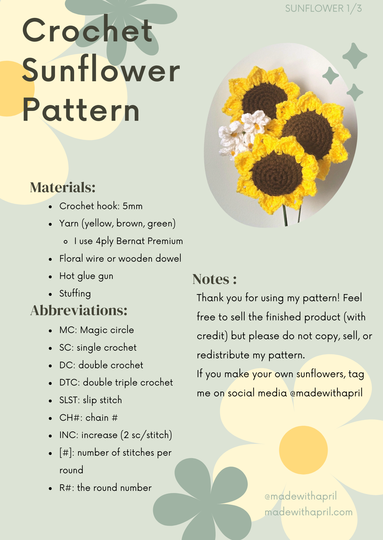 Sunflower Crochet Pattern