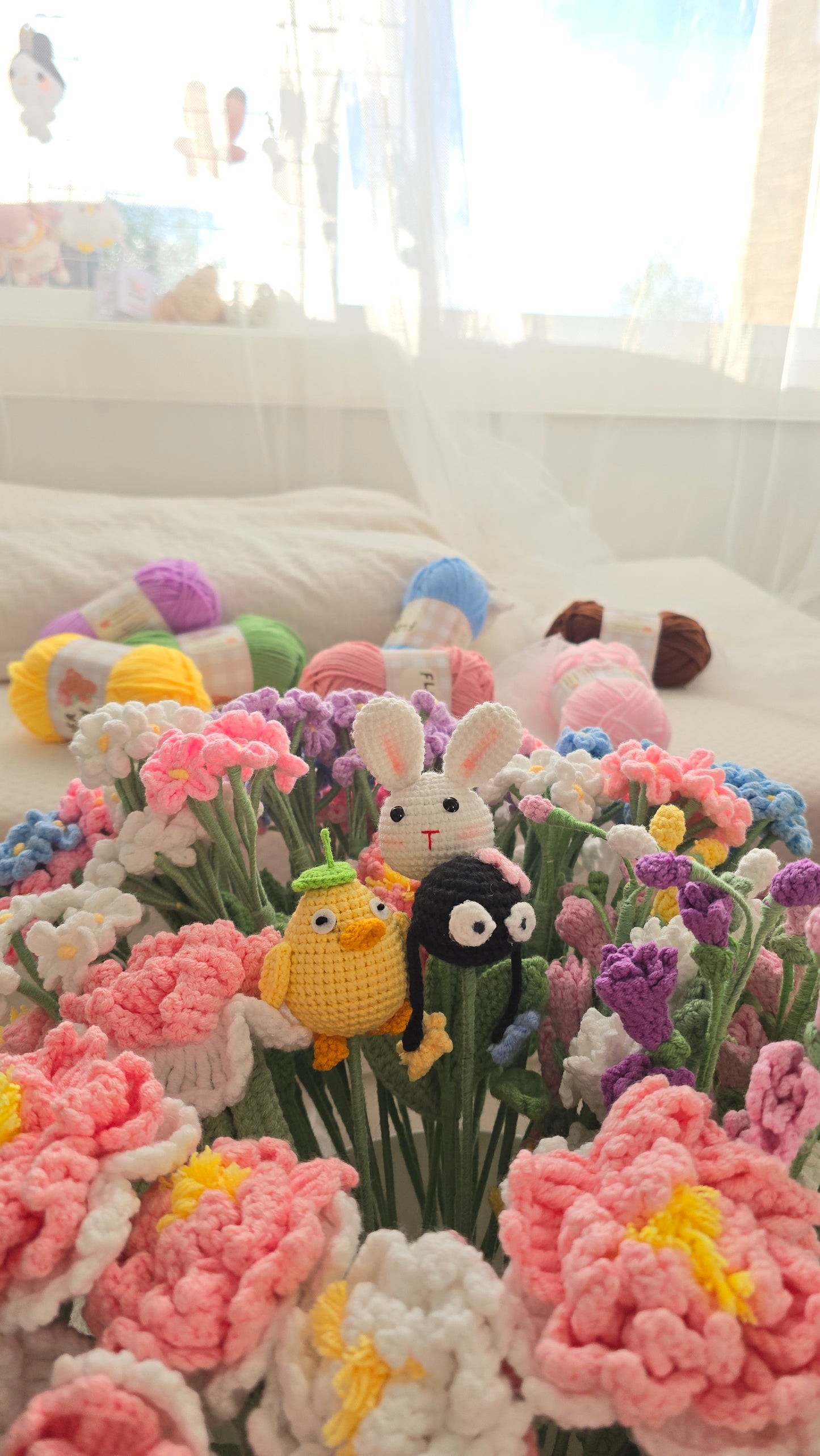 Flower Friends: Totoro, Duck Spirits, Soot Sprites, and Bunnies