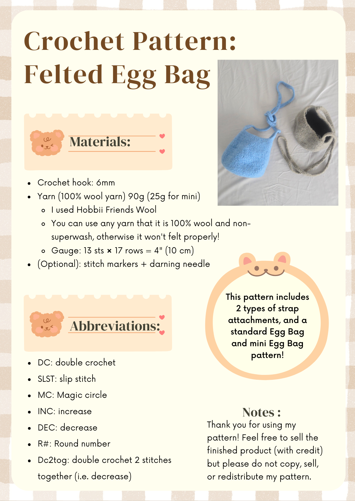 Felted Egg Bag (Mini + Standard size Duo Pattern)